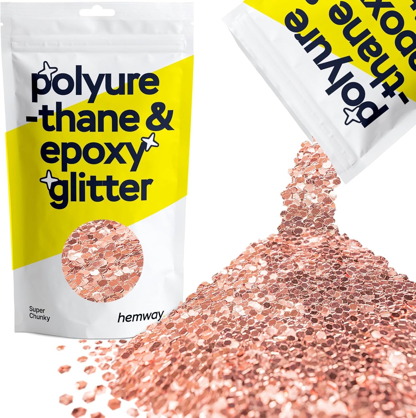 Hemway Glitter for Resin 100g Rose Gold Metallic Crystals for Epoxy Craft Super Chunky Flakes Tumblers Wax Melt