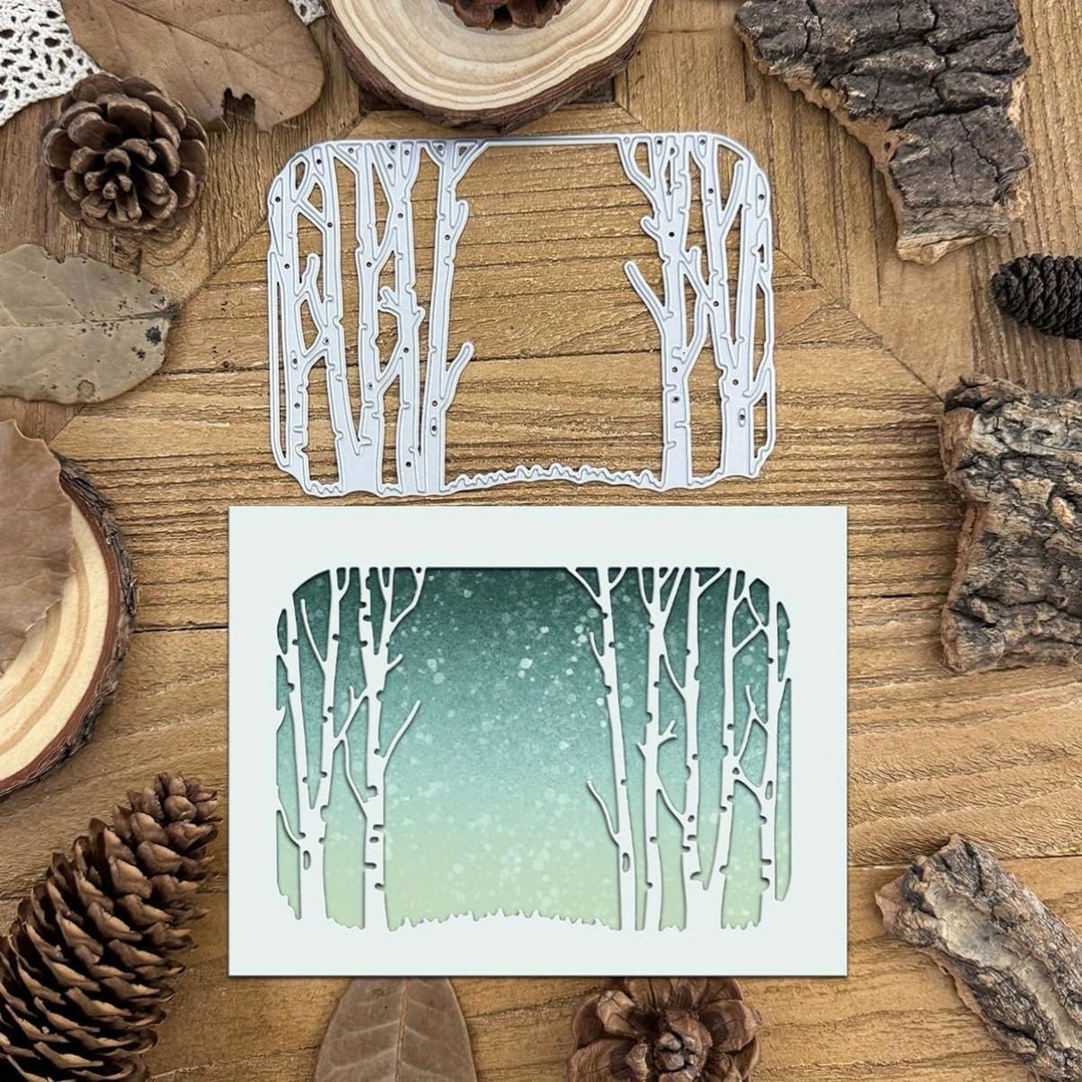 Mvchifay Cutting Dies Happy Birthday Metal Stencils Scrapbooking Tool DIY Emboss Paper Card Making (Winter Tree-11.7x8.3cm)