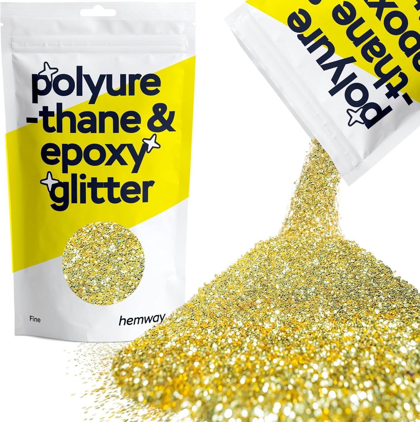 Hemway Polyurethane & Epoxy Resin Glitter 100g / 3.5oz Metallic Crystal Flake Additive for Flooring Jewelry Tumblers Glass Pigment - Fine (1/64" 0.015" 0.4mm) - Sand Gold