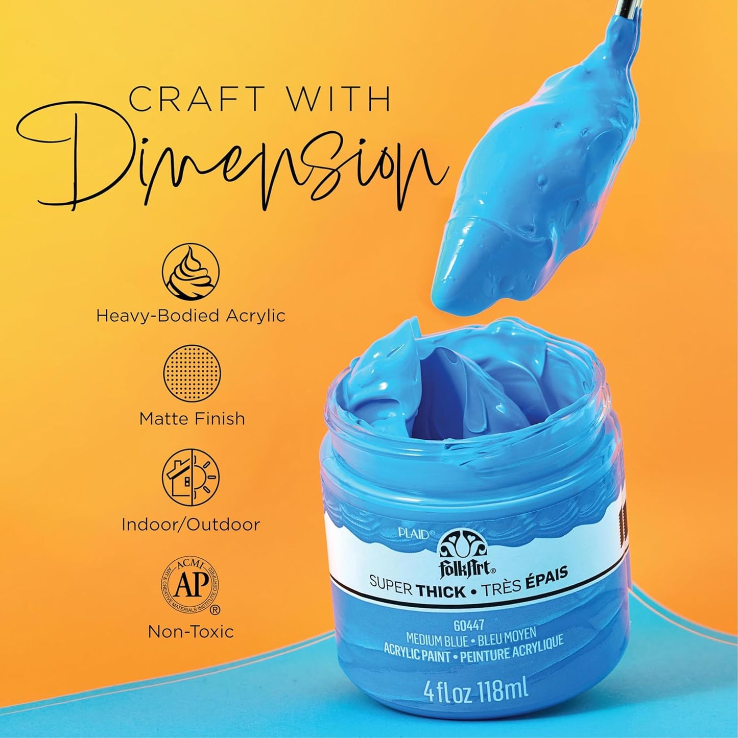 FolkArt Super Thick Acrylic Paint with a Textured Finish, Terra Cotta, 4 oz