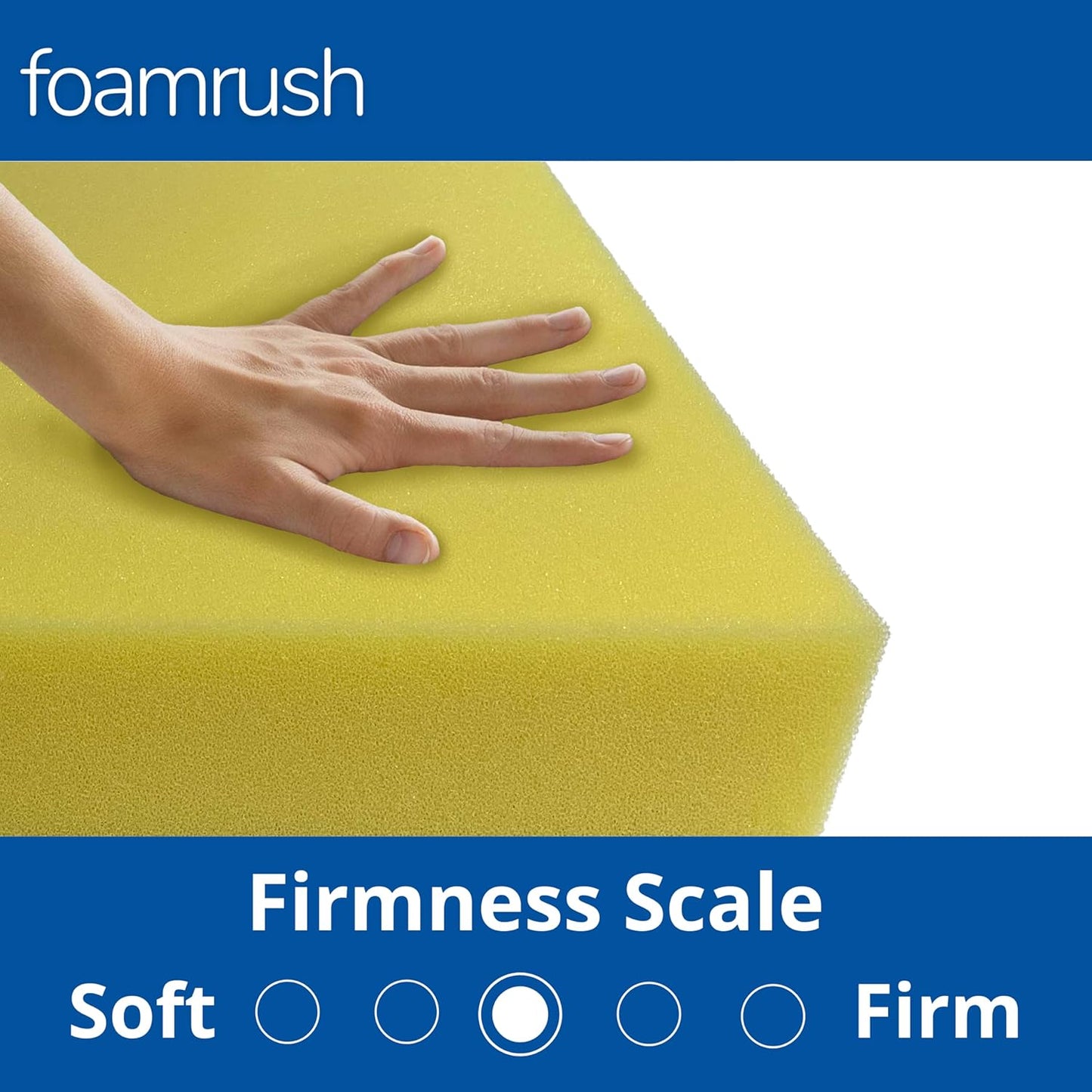 FoamRush 8" x 24" x 24" Water-Resistant Dry Fast Outdoor Upholstery Foam Sheet for Outdoor & Marine Furniture (Chair Cushion Foam for Patio Furniture, Boat Seat Cushion Replacement)