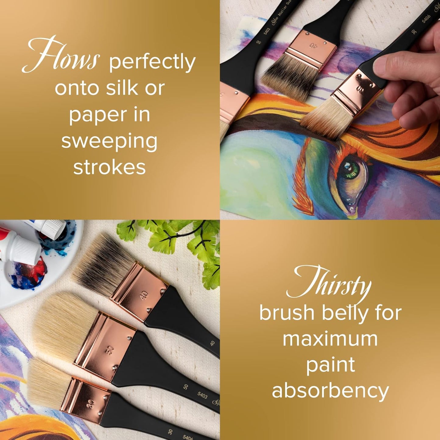 Silver Brush Limited 5403-40 Silver Atelier Oval Mottler Paintbrush for Oil, Acrylic, Watercolor, Gesso and Grounds, Varnish and Top Coat, Size 40, Xtra Long Handle