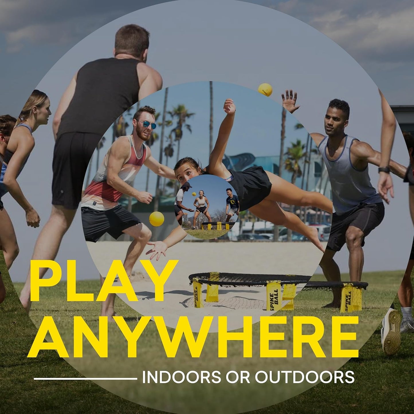 Spikeball The Original Kit 1-Ball Game Set - Outdoor, Yard & Camping Games - Includes Ball, Net, Drawstring Bag & Rulebook Set