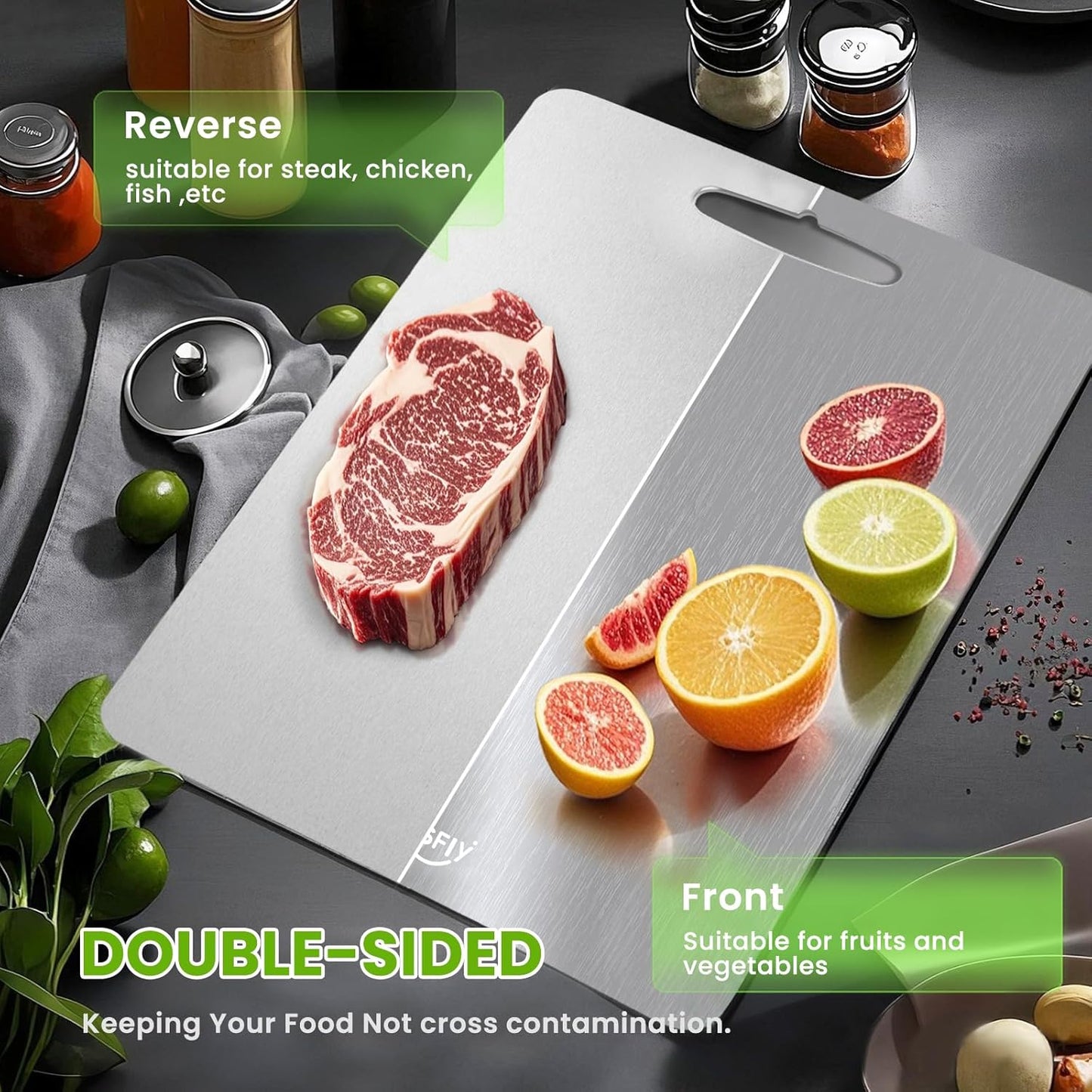 3 Pack Titanium Cutting Board-100% Pure Titanium Cutting Boards For Kitche,Easy to clean, Double-sided food-grade Cutting Board For Meats, Fruits And Vegetables (M&L&XL)