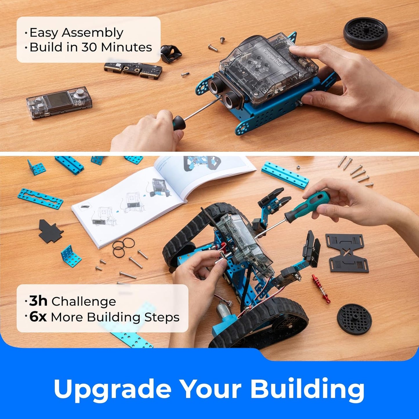 Makeblock mBot2 Rover Emo Robot Programming for Kids, Interactive Robotics Kit Learning and Outdoor Play, Remote Control Coding for Kids 8-12 and up, STEM Educational Building Toys Gifts