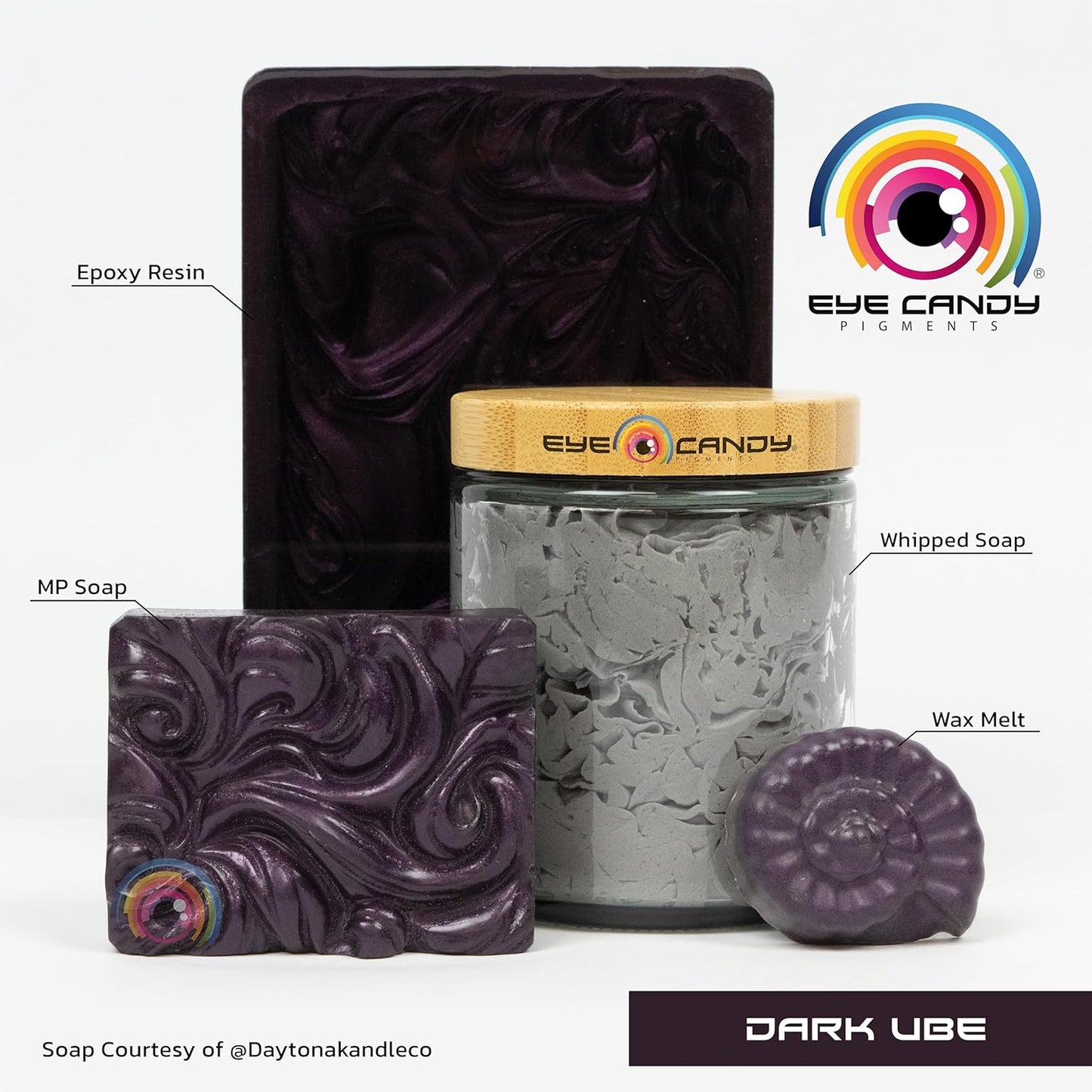 Eye Candy Pigments Premium Purple Mica Powder - Dark Ube (50gr) - for Epoxy, Resin, Soap, Paint, Woodworking, Acrylic Pouring, Bath Bombs, Fishing Lures - DIY Arts and Crafts Additive