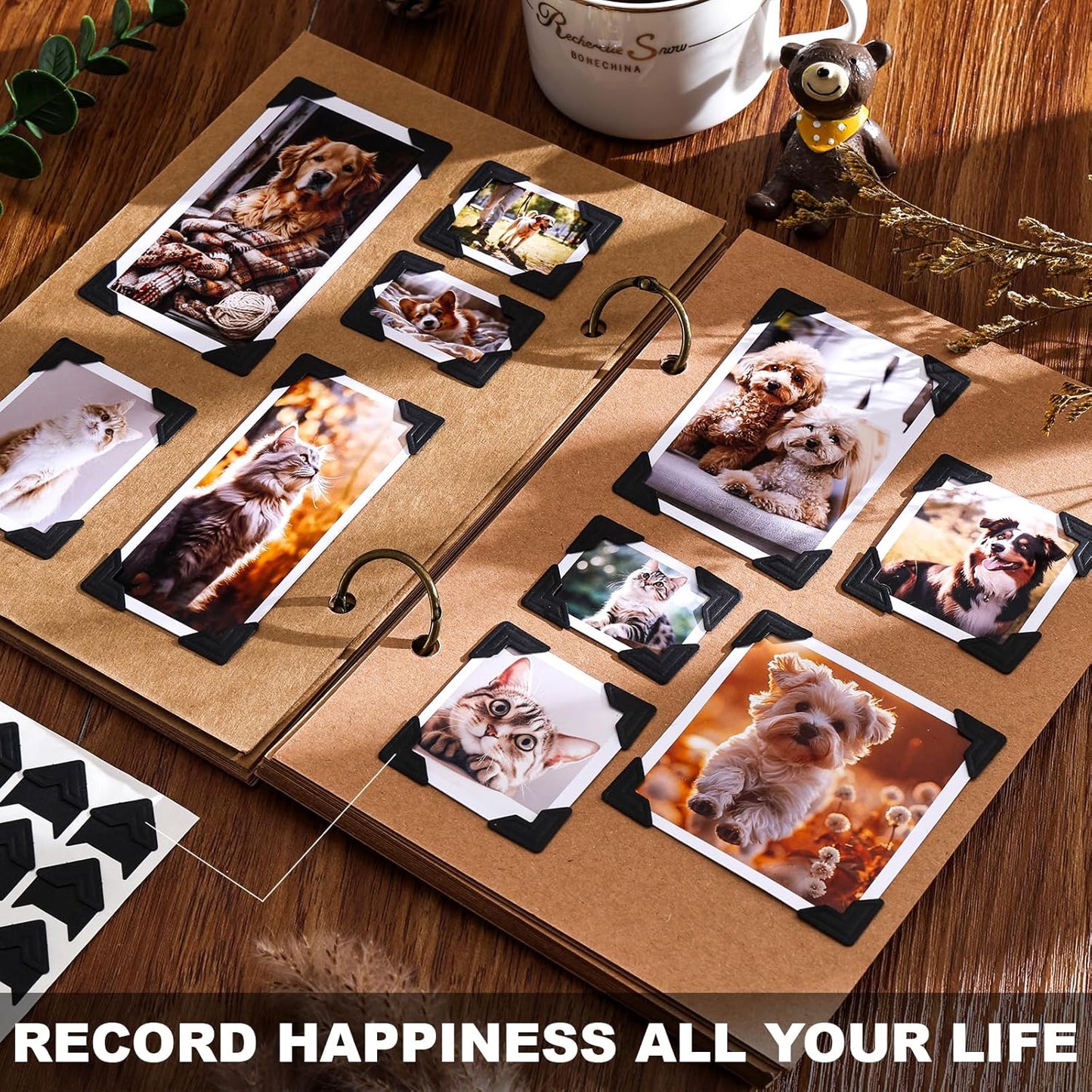 360 Pcs Photo Corners Self Adhesive, Scrapbooking Photo Mounting Corners, Black Photo Mounting Corners for DIY Scrapbook, Photo Album, Memory Books, Picture Frames by CHIALLCO