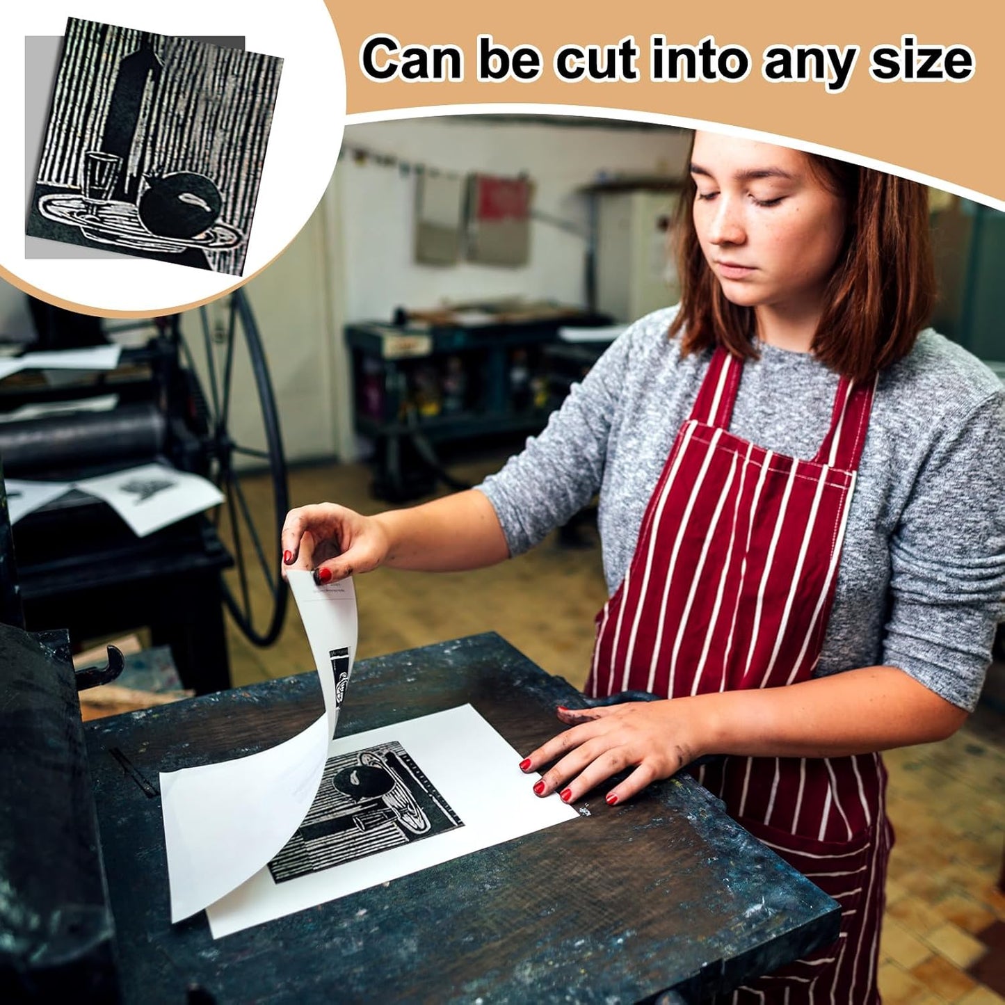 Yeaqee 8 Pcs 12 x 12 Inch Linoleum Block Rubber Carving Block Soft Linocut Blocks Large Linoleum Sheet Unmounted Lino Plates for Engraving Art Project Printmaking Artist Studio Supplies, Gray