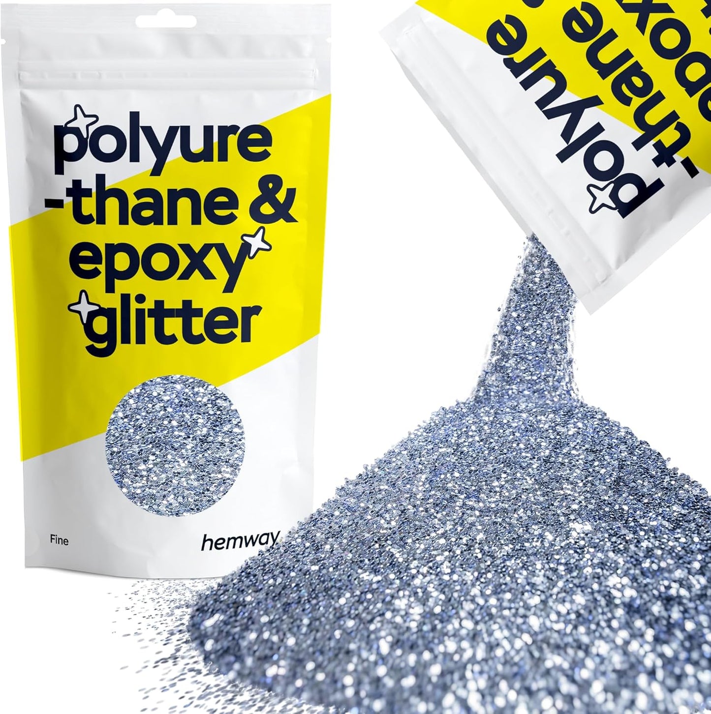 Hemway Polyurethane & Epoxy Resin Glitter 100g / 3.5oz Metallic Crystal Flake Additive for Flooring Jewelry Tumblers Glass Pigment - Fine (1/64" 0.015" 0.4mm) - Azure Blue