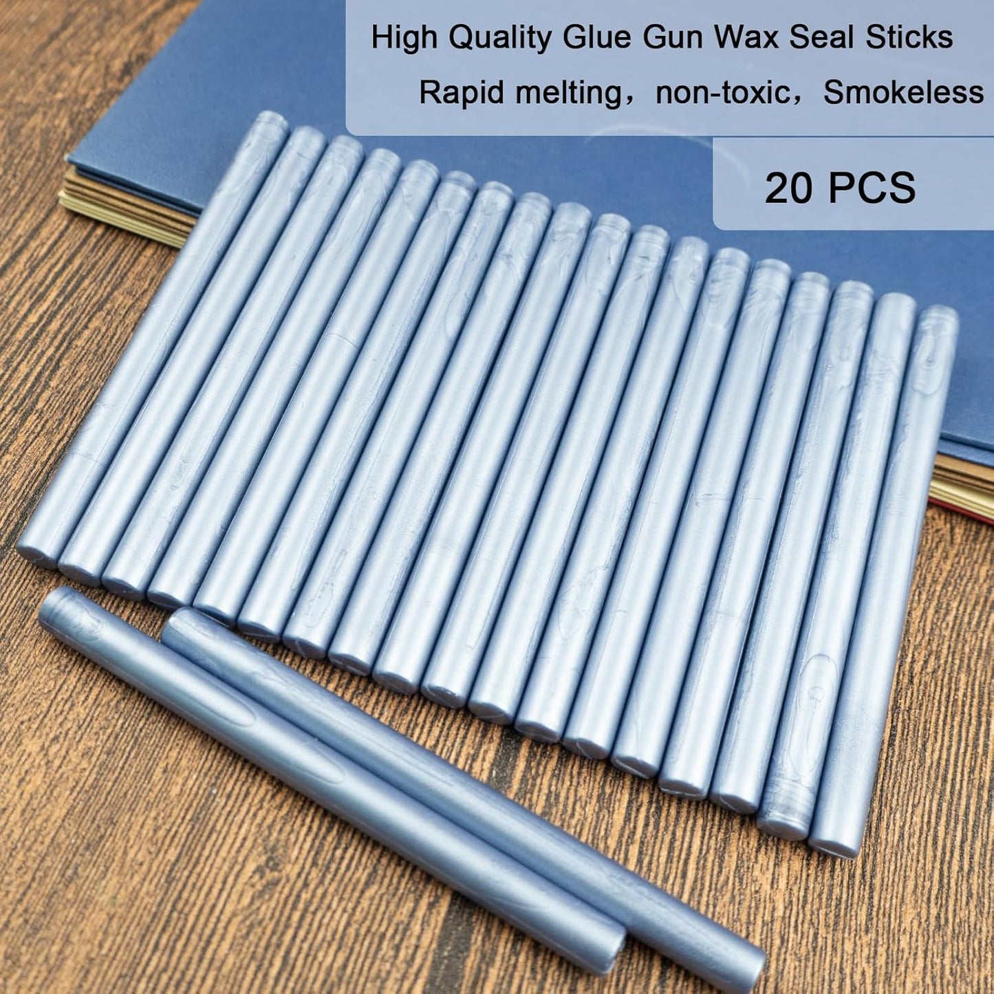 Wax Seal Stick, Ioggtser 20PCS Mini Glue Gun Wax Seal Stick for Wax Seal Stamp, Sealing Wax Sticks for Wedding Invitations, Cards, Envelopes (Gray Blue)