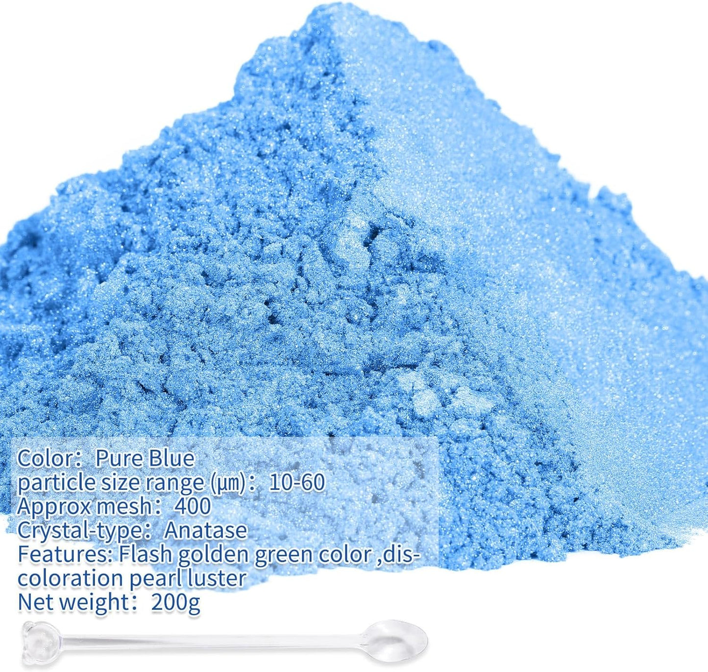 Mica Powder,200g/7.14oz Large Jar,Pure Blue Mica Powder Pigment for Epoxy Resin，Lip Gloss，Paint，Dye，Soap Making，Nail Polish,Candle Making,Bath Bombs