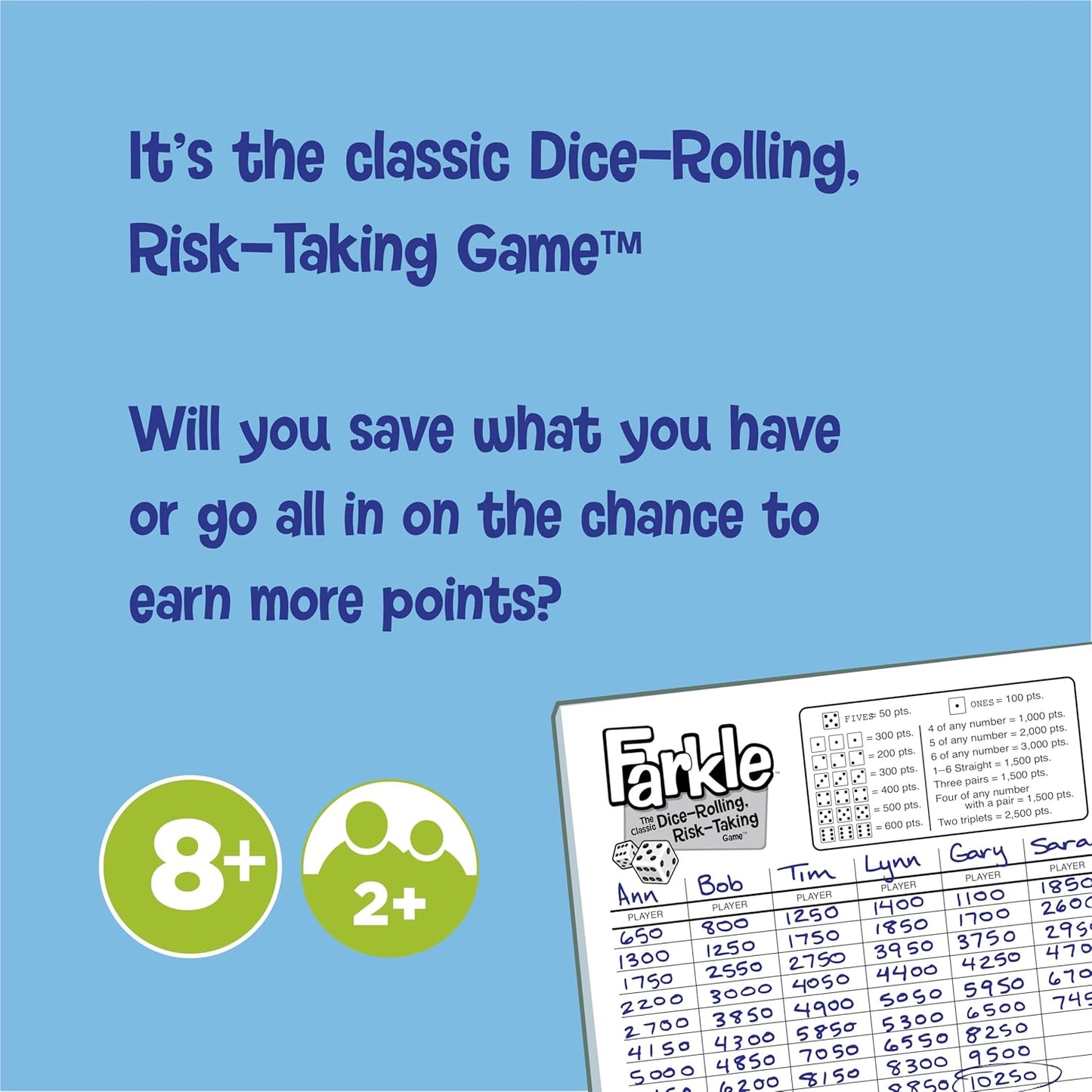 PlayMonster Farkle Dice Game — Exclusive Premium Dice Cup — Family Game Night — Easy to Shake and Slam — for Ages 8+