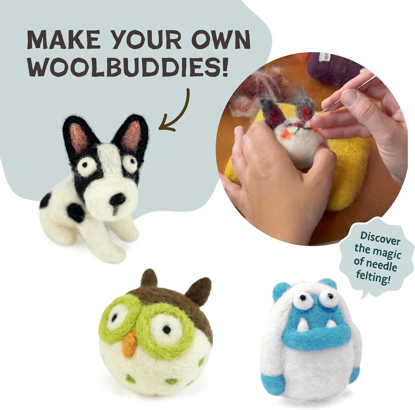 Woolbuddy Needle Felting Wool – 8oz Chunky Wool Roving in Brown, Felting Wool for Needle Felting Kit, Wet & Dry Felting Projects