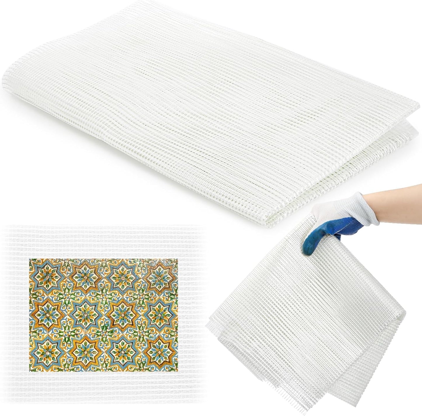 ZENFUN 35" X 76" Mosaic Mesh for Back Mounted Tile, 4.2 oz Fiberglass Mesh Backing Boast for Tile Installation, DIY Handcraft, Wall and Ground Treatment, Supplies Tools (Non Sticky)