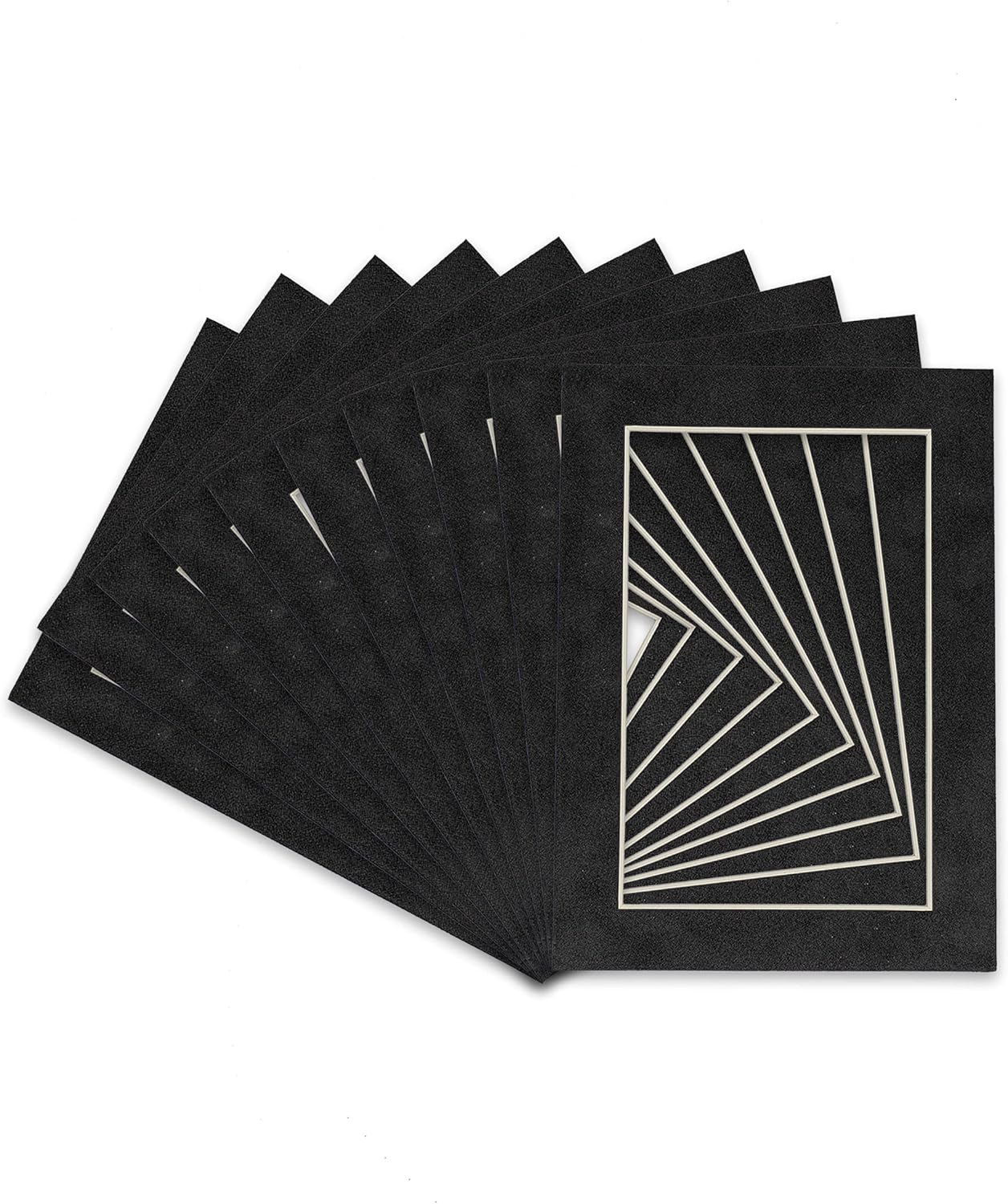 Pack of 25 Acid Free 11x14 Mats Bevel Cut for 8.5x11 Photos - Dark Grey Suede Precut Matboards With Backing Boards and Clear Photo Mat Bags For Pictures, Photos, Framing - 4-ply Thickness