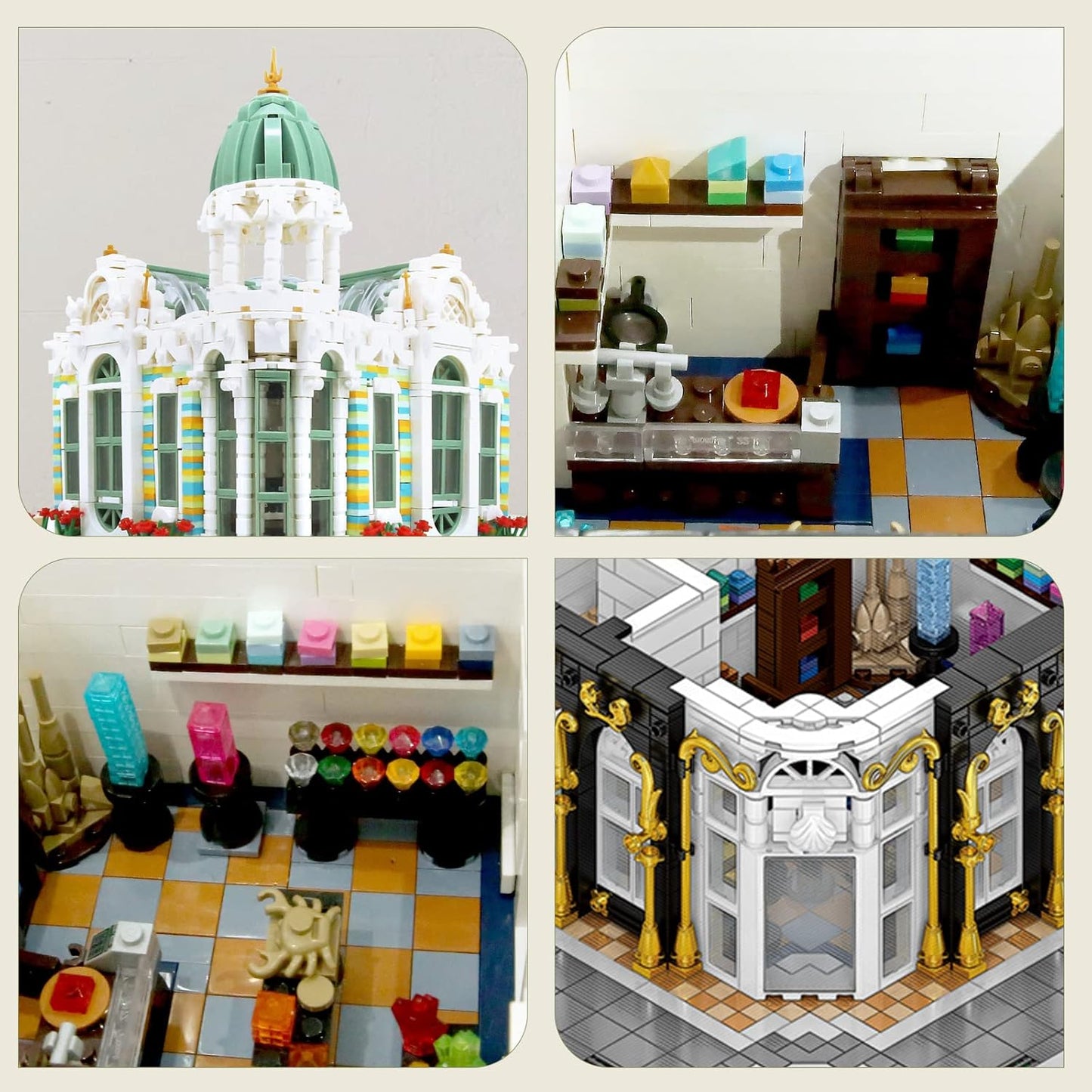 ZenithFlow Street View Building Blocks Kit, Gem Store Mini Blocks Construction Toys European Architecture Model House Store Building Set, Idea Gifts Home Decoration Collection for Adults 3115 PCS