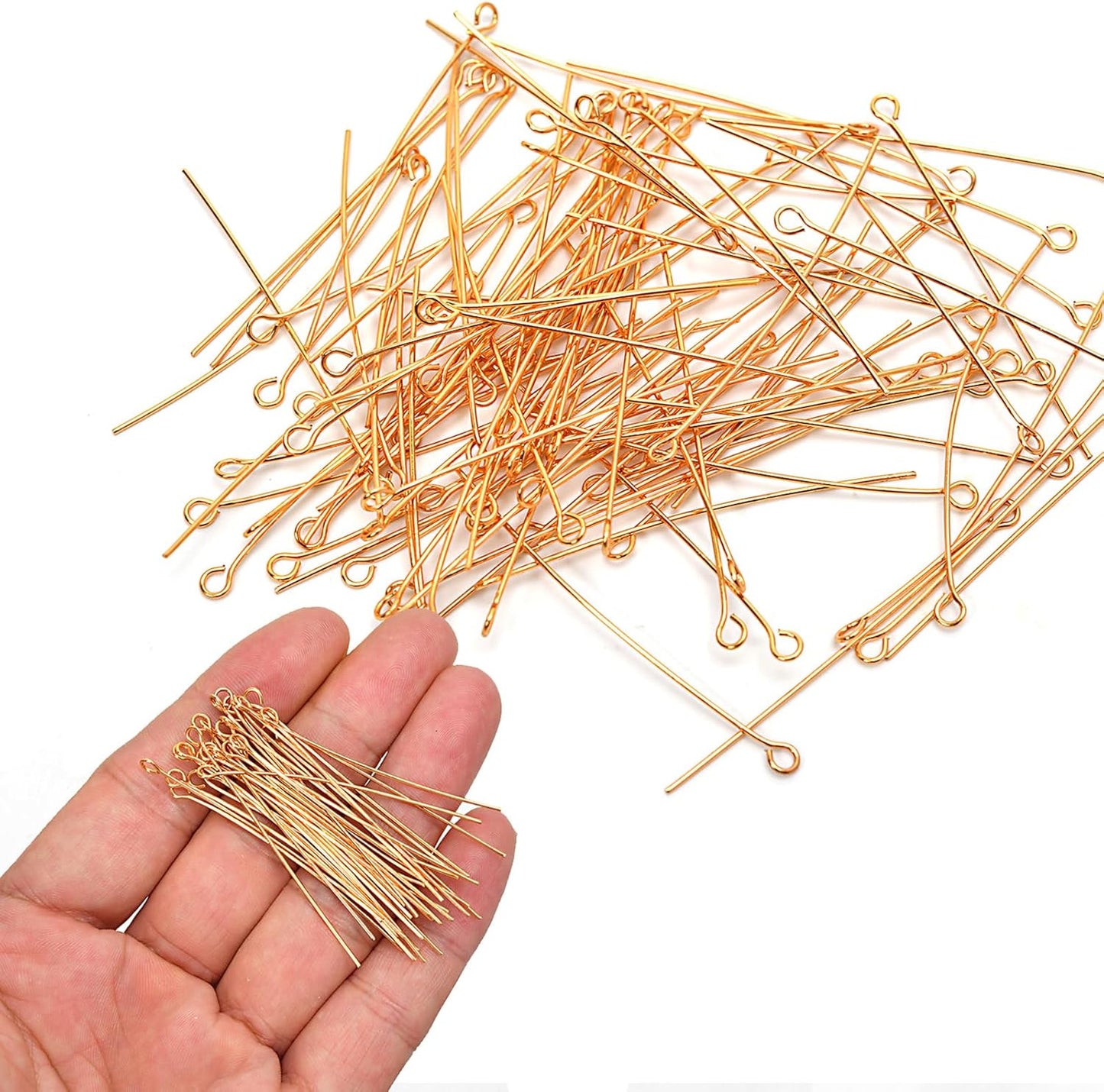 150pcs 18K Gold Filled Eye Pins Non Tarnish Craft Earring Bracelet Jewelry Making Accessories Supplies (30mm (1.18in), Gold-Eye Pin)