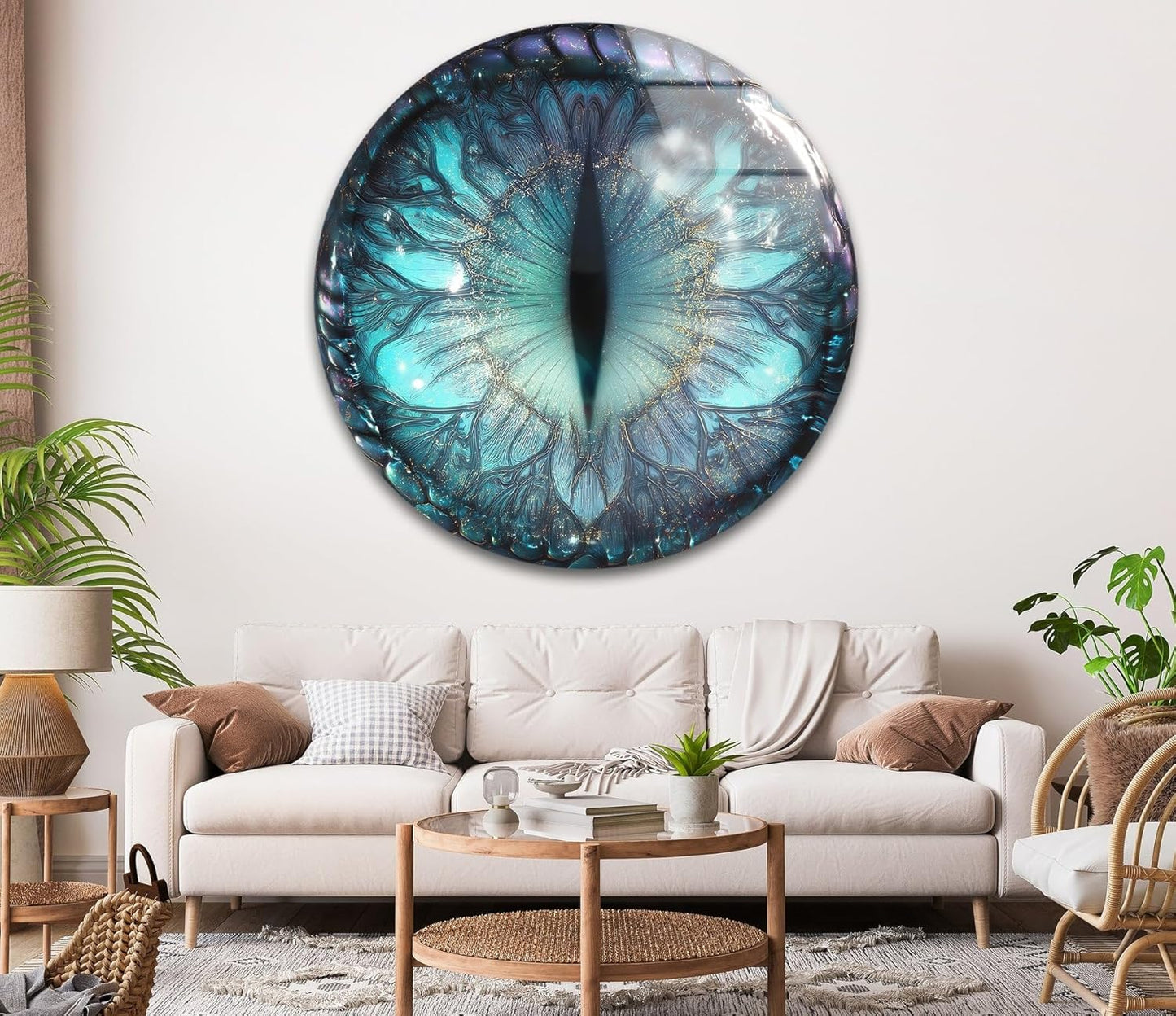 My Photostation.com 20''(50cm) Diameter Mystical Dragon Eye Round Glass Wall Art Tempered Glass Printing Wall Decor Large Wall Art Wall Hangings