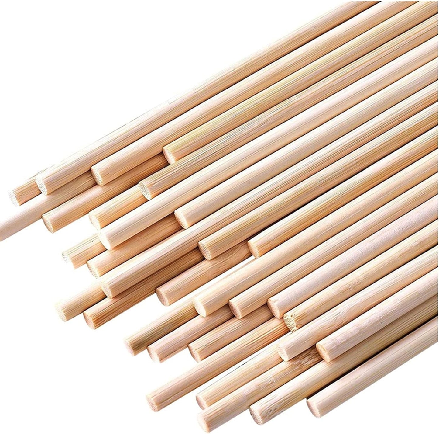 HOPELF 25pcs Bamboo Dowel Rod Assortment - 1/4 x 17.5 Inch, Wooden Sticks for DIY Crafts