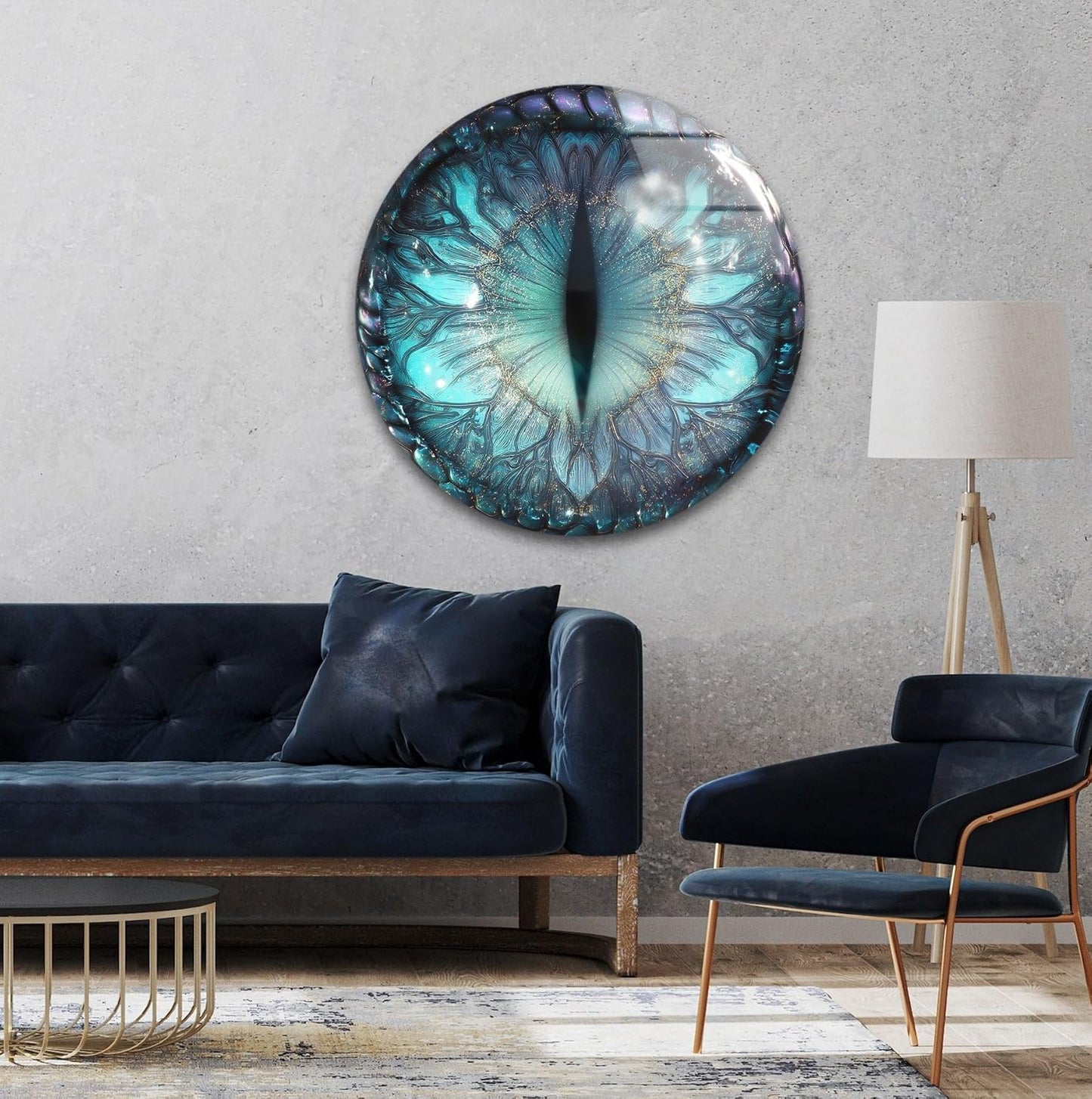 My Photostation.com 27.5''(70cm) Diameter Mystical Dragon Eye Round Glass Wall Art Tempered Glass Printing Wall Decor Large Wall Art Wall Hangings