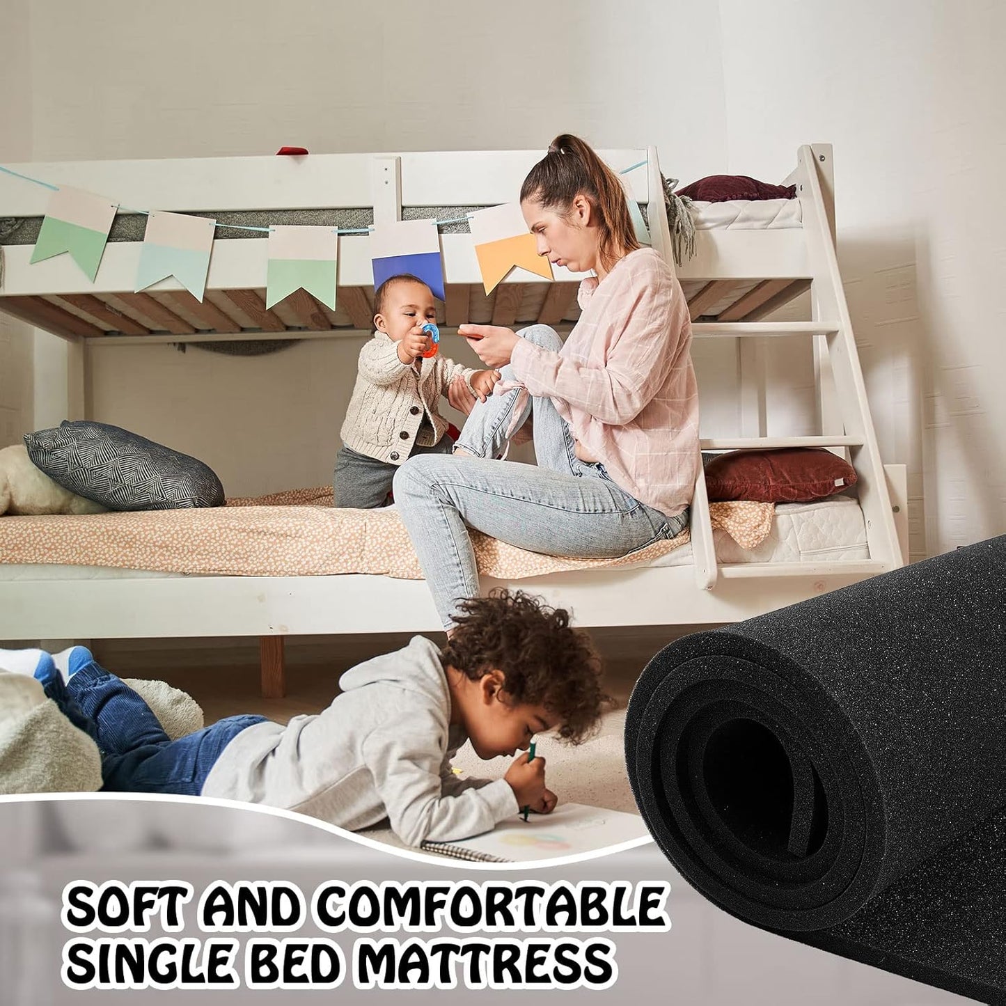 Amylove Polyurethane Foam 24" x 72" High Density Cushion Upholstery Foam Sheet for Seat Replacement DIY Projects Chairs Headboards Sofas Home(1" x 24" x 72",Black)