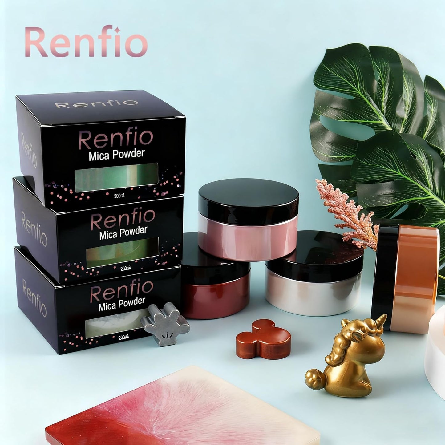 Renfio 100g Mica Powder Pigment Natural Fine Powdered Pigments Pearl Shimmer Epoxy Resin Dye for Painting Soap Making Slime Bath Bombs - Diamond White