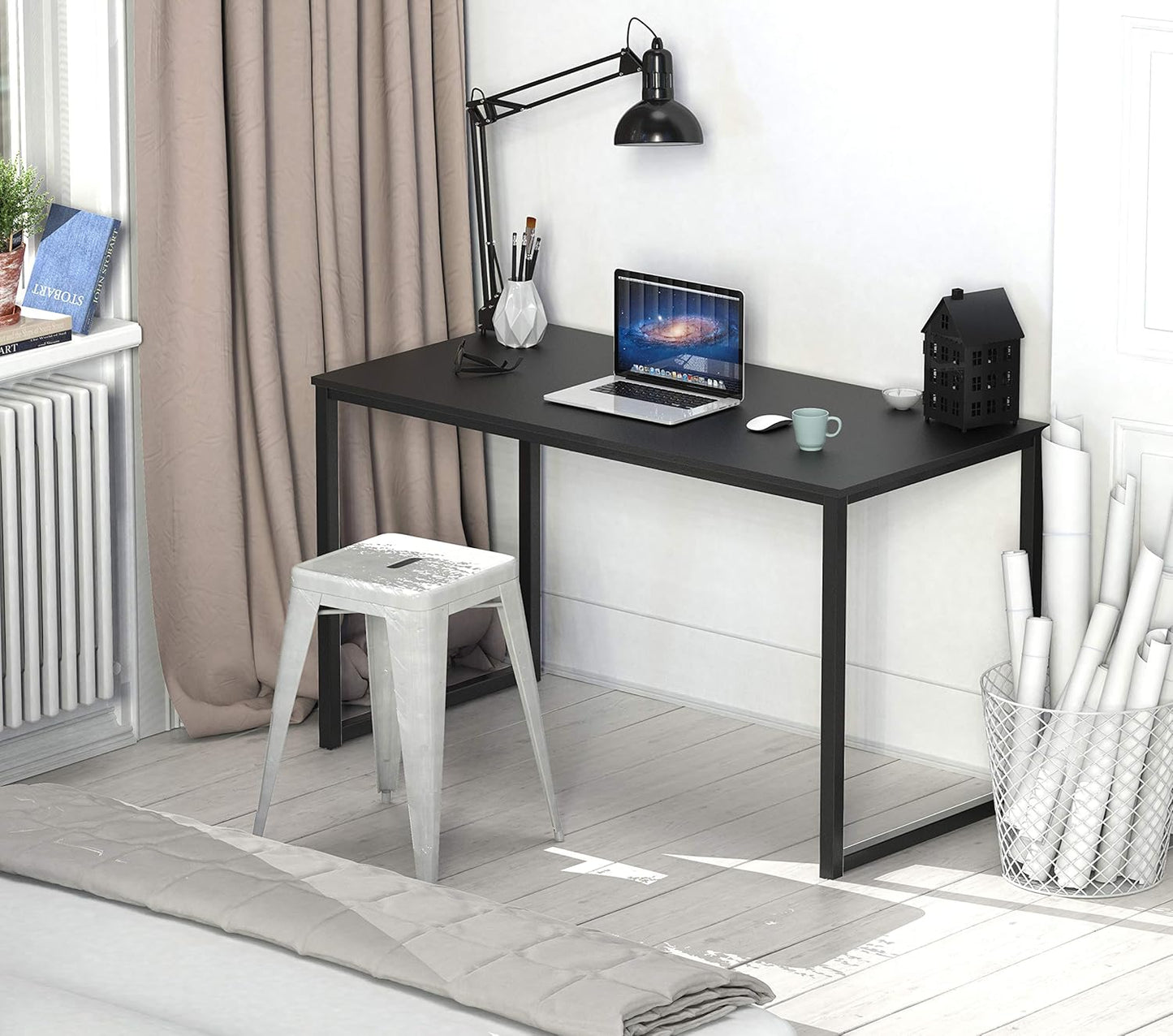SHW Mission 40-Inch Home Office Computer Desk, Black