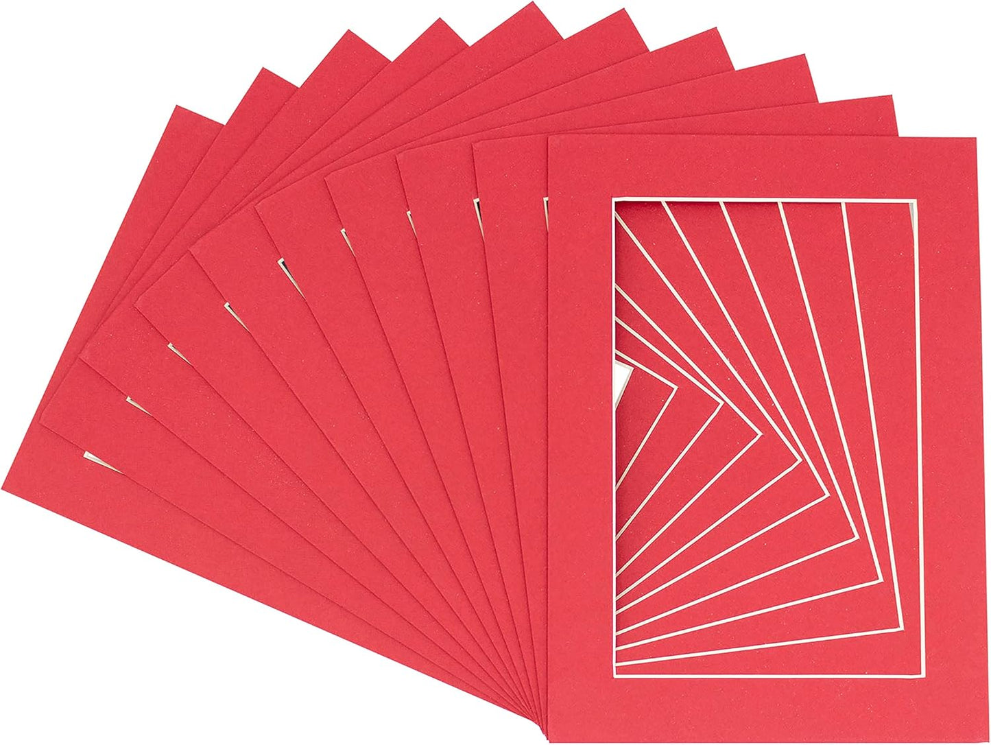 5x7 Mat for 8.5x11 Frame - Precut Mat Board Acid-Free Show Kit with Backing Board, and Clear Bags Deep Red 5x7 Photo Matte Made to Fit a 8.5x11 Picture Frame Matboard for Framing, Pack of 25 Mats
