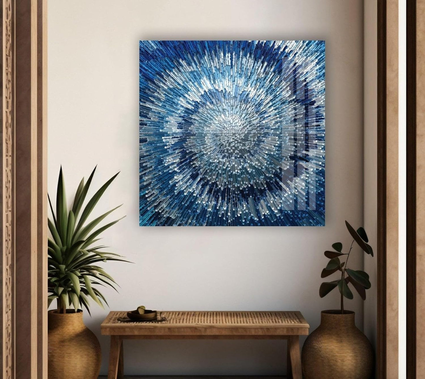 My Photostation.com Round 31,5'' Abstract Blue Textured Glass Wall ArtTempered Glass Printing Wall Decor Large Wall Art Wall Hangings