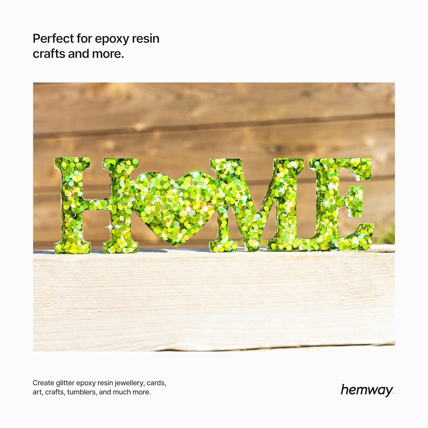 Hemway Glitter for Resin 100g Lime Green Holographic Metallic Crystals for Epoxy Craft Super Chunky Flakes Tumblers Wax Melt