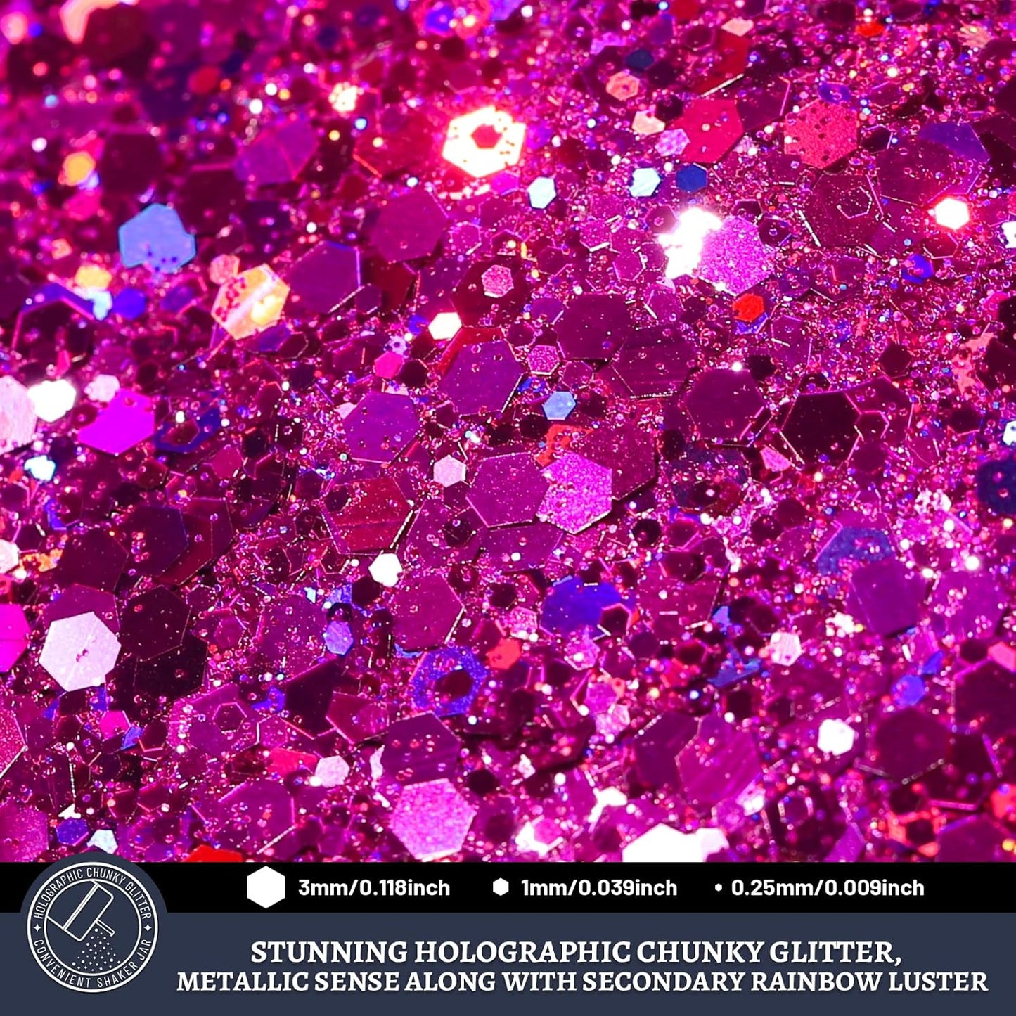 LEOBRO Red Glitter, 160G/5.64OZ Holographic Chunky Glitter for Crafts, Resin, Nail Body, DIY Decorations
