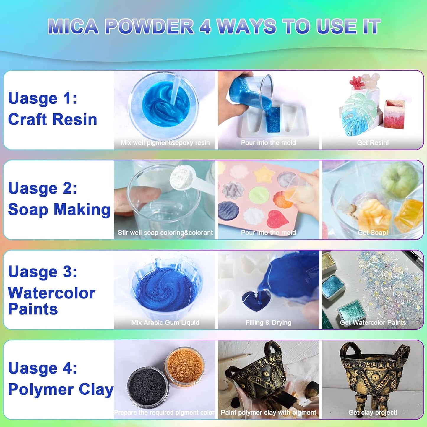 Matio Grey Mica Powder for Epoxy Resin, 1.8oz/ 50g Pearlescent Effect Mica Powder Natural Color Pigment for Soap Making, Bath Bomb, Candle Dye, Resin Craft, Paint, Nails Art, Jewelry, Slime Pigment