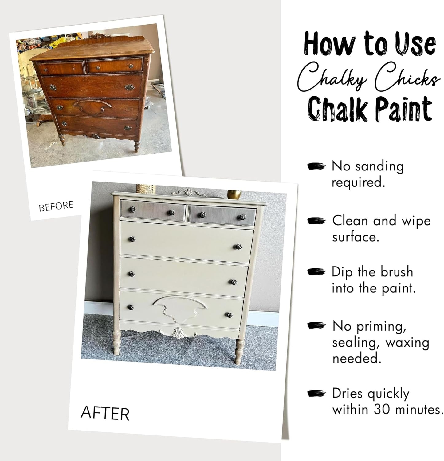 Chalky Chicks All-in-One Chalk Paint for Furniture or Cabinet - 16 Fl Oz - Matte Finish Y Blue (Medium Blue) for Metal, Wood Furniture Paint - No Sanding All-in-One for Home Decor & Crafts, USA Made