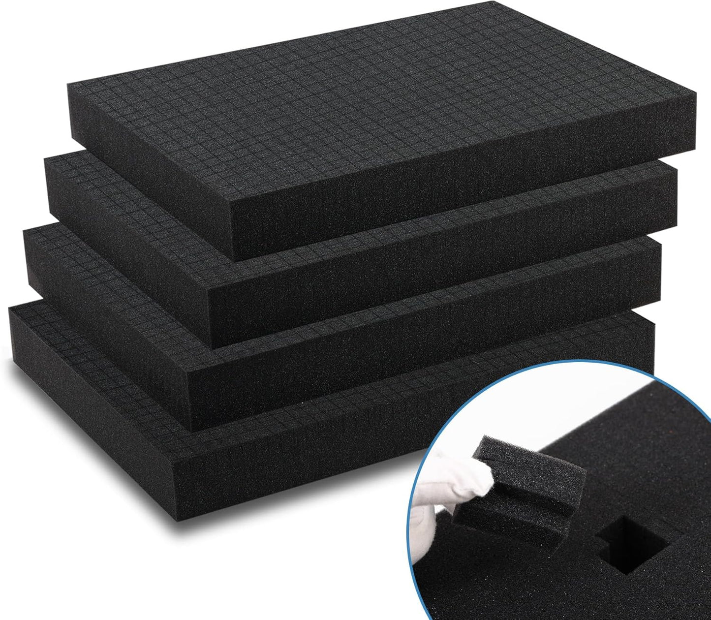 Pick and Pluck Foam Inserts, Pre-cubed Pick Apart Sheets for Crafts Toolbox Game Box Camera Cases Drawer Storage (4Pcs 16 x 12 x 2 Inch)