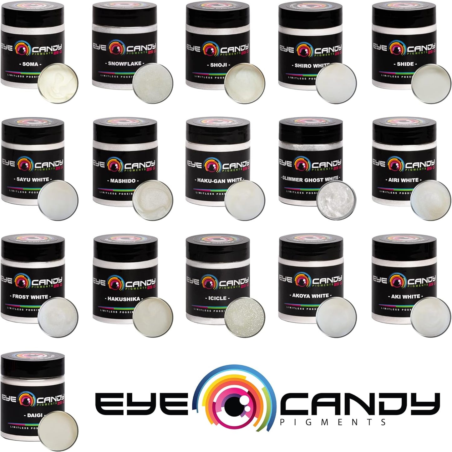 Eye Candy Pigments Premium White Mica Powder - Shide (25gr) - for Epoxy, Resin, Soap, Paint, Woodworking, Acrylic Pouring, Bath Bombs, Fishing Lures - DIY Arts and Crafts Additive