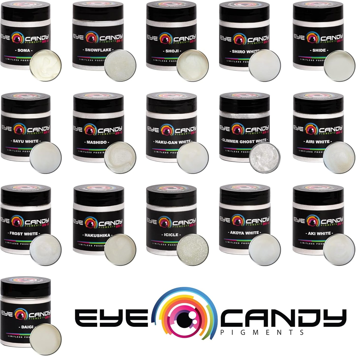 Eye Candy Pigments Premium White Mica Powder - AKI White (50gr) - for Epoxy, Resin, Soap, Paint, Woodworking, Acrylic Pouring, Bath Bombs, Fishing Lures - DIY Arts and Crafts Additive