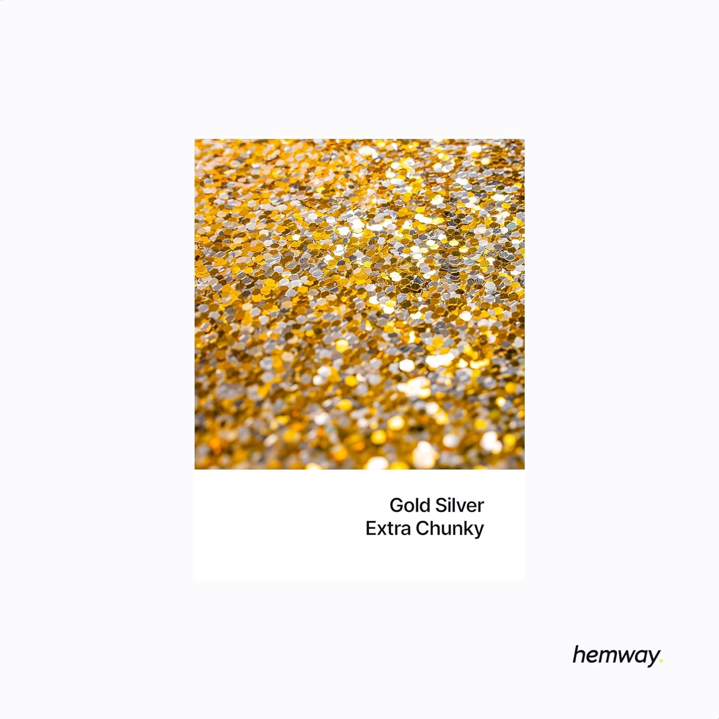 Hemway Polyurethane & Epoxy Resin Glitter 100g / 3.5oz Metallic Crystal Flake Additive for Flooring Jewelry Tumblers Glass Pigment - Extra Chunky (1/24" 0.040" 1mm) - Gold Silver