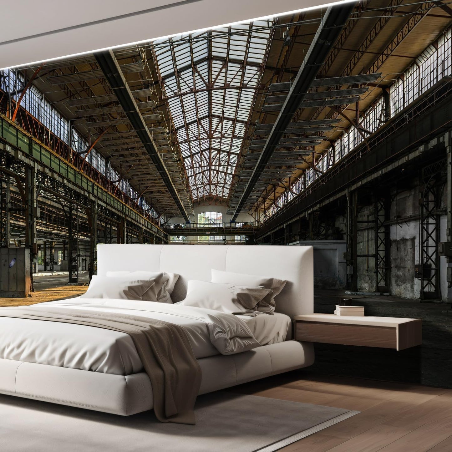 wall26 Industrial Interior of an Old Factory Building Removable Wall Mural | Self-Adhesive Large Wallpaper - 132x144 inches
