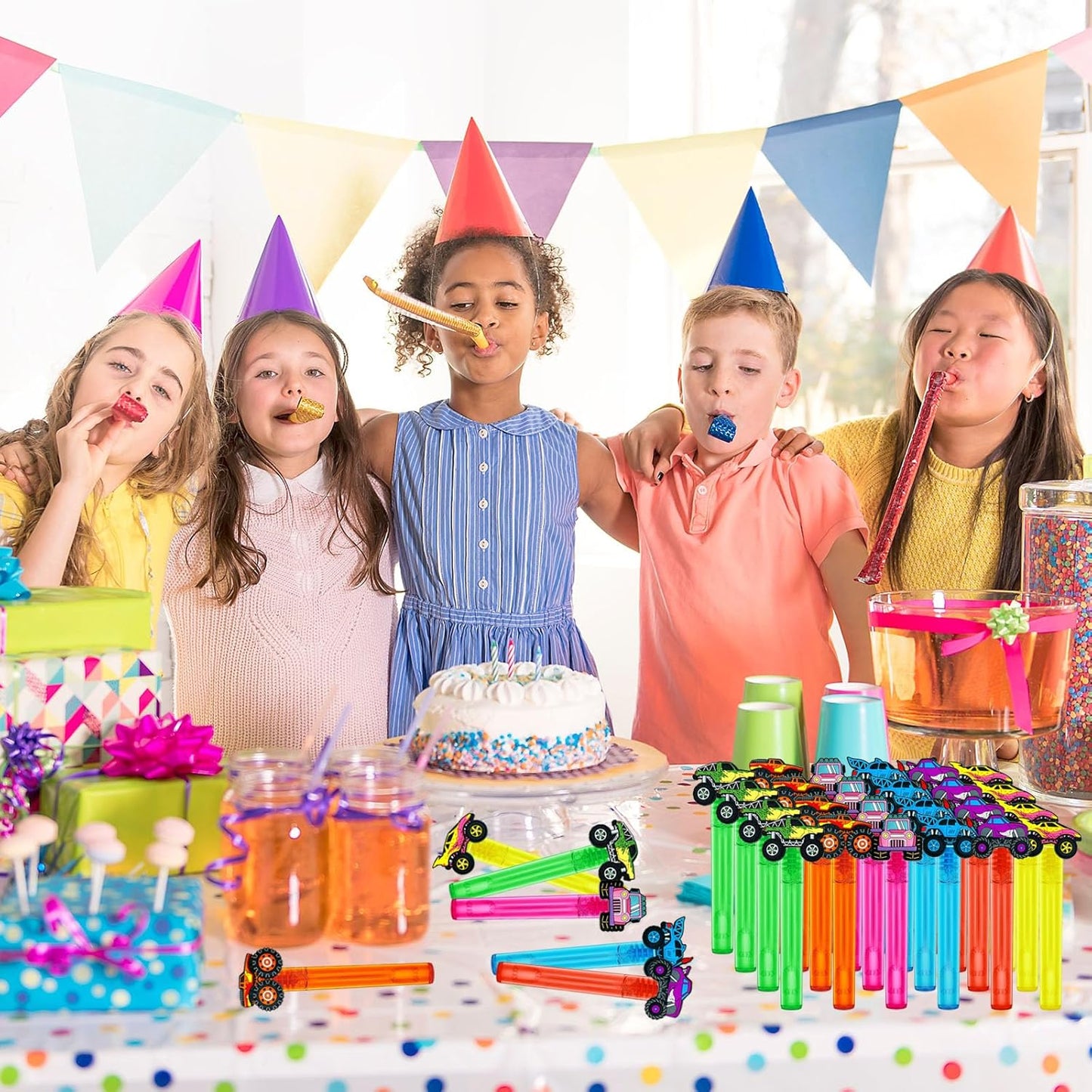 Monster Truck Party Favors,24Pcs Car Bubble Wands for Kids,Cool Bubble Wand for Monster Truck Birthday Party Supplies,Classroom Prizes Pinata Goodie Bag Stuffers Gift