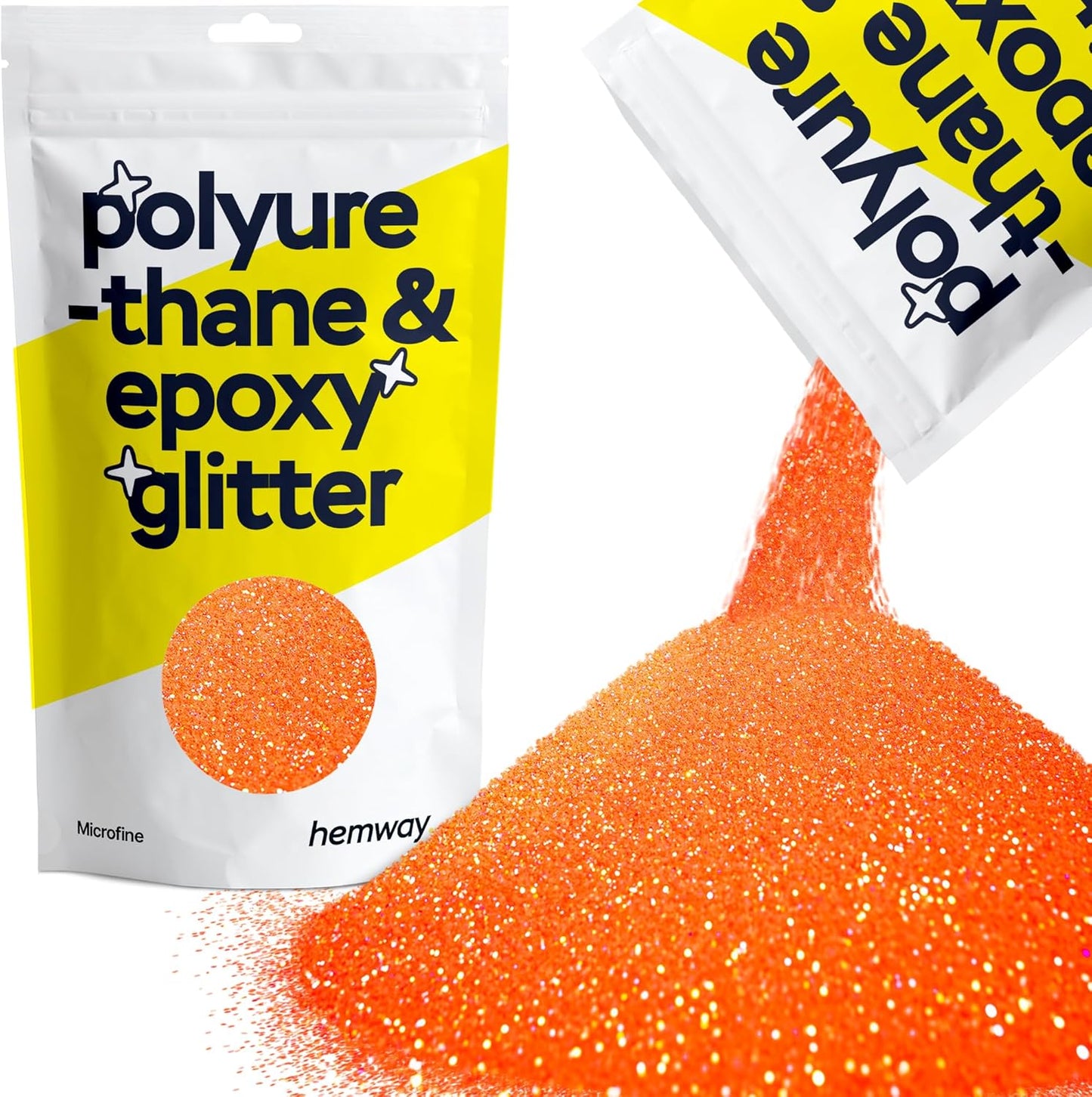 Hemway Polyurethane & Epoxy Resin Glitter 100g / 3.5oz Metallic Crystal Flake Additive for Flooring Jewelry Tumblers Glass Pigment - Microfine (1/256" 0.004" 0.1mm) - Fluorescent Peach