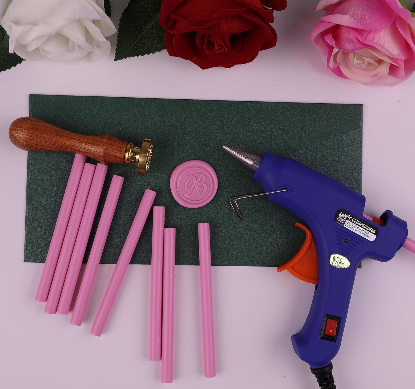 30 Pieces 7mm Sealing Wax Sticks for Glue Gun,PORXFLY Mini Wax Seal Sticks Great for Seals Stamp,Cards Envelopes,Wedding Invitations,Gift Wrapping,Wine Packages (Pink)