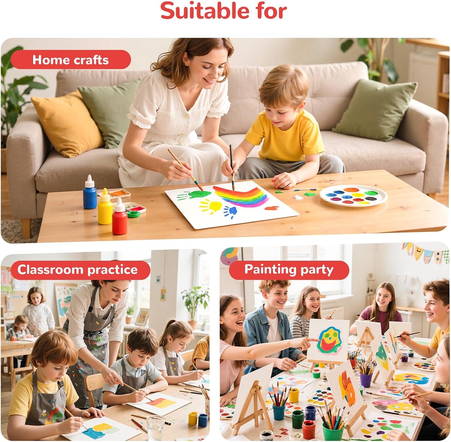 10x10inch Flat Canvas Boards for Painting 20 Pack Primed Acid Free Canvas Panels for Oil, Watercolor, Acrylic Paint