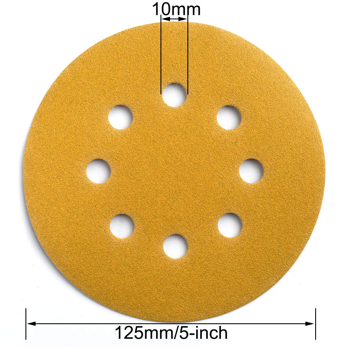 5-Inch 8-Hole Hook and Loop Sanding Discs 180-Grit Random Orbit Sandpaper, 100-Pack