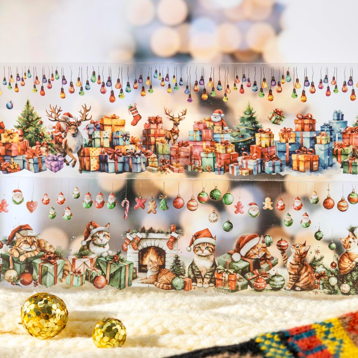 6 Rolls PET Washi Tape Stickers Set,Christmas Washi Tape for Journaling,Winter Aesthetic Stickers for Scrapbook Supplies,Junk Journal,Planner(Christmas Diary)