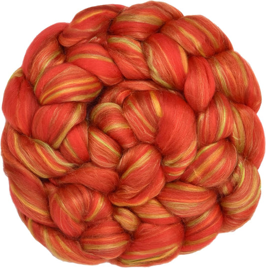 Merino Silk Luxe Tonal Designer Blend. Superfine Merino, Mulberry Silk, Tussah Silk. Top Roving for Spinning or Felting. Crimson Bliss 1oz