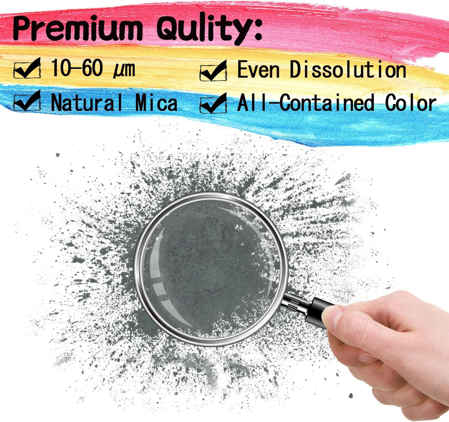 Mica Powder - 60g Mica Powder for Epoxy Resin - Pearl Pigment Powder Dye for Resin/Eye Shadow/Soap Making/Nails/Bath Bombs etc. (Silver Gray)