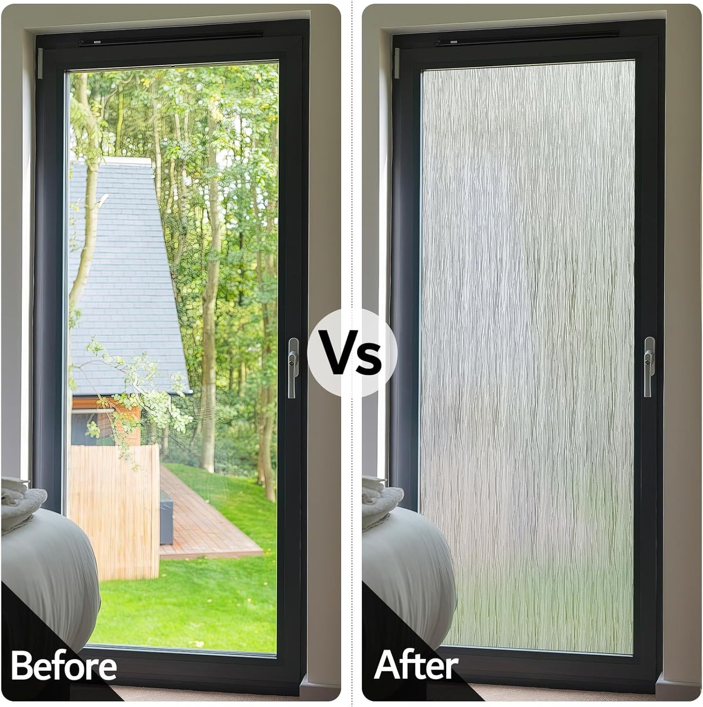 VELIMAX Frosted Window Privacy Film Non Adhesive Window Cling Removable Glass Covering Clear Water Opaque Window Film for Home Anti UV 35.4x118 inches