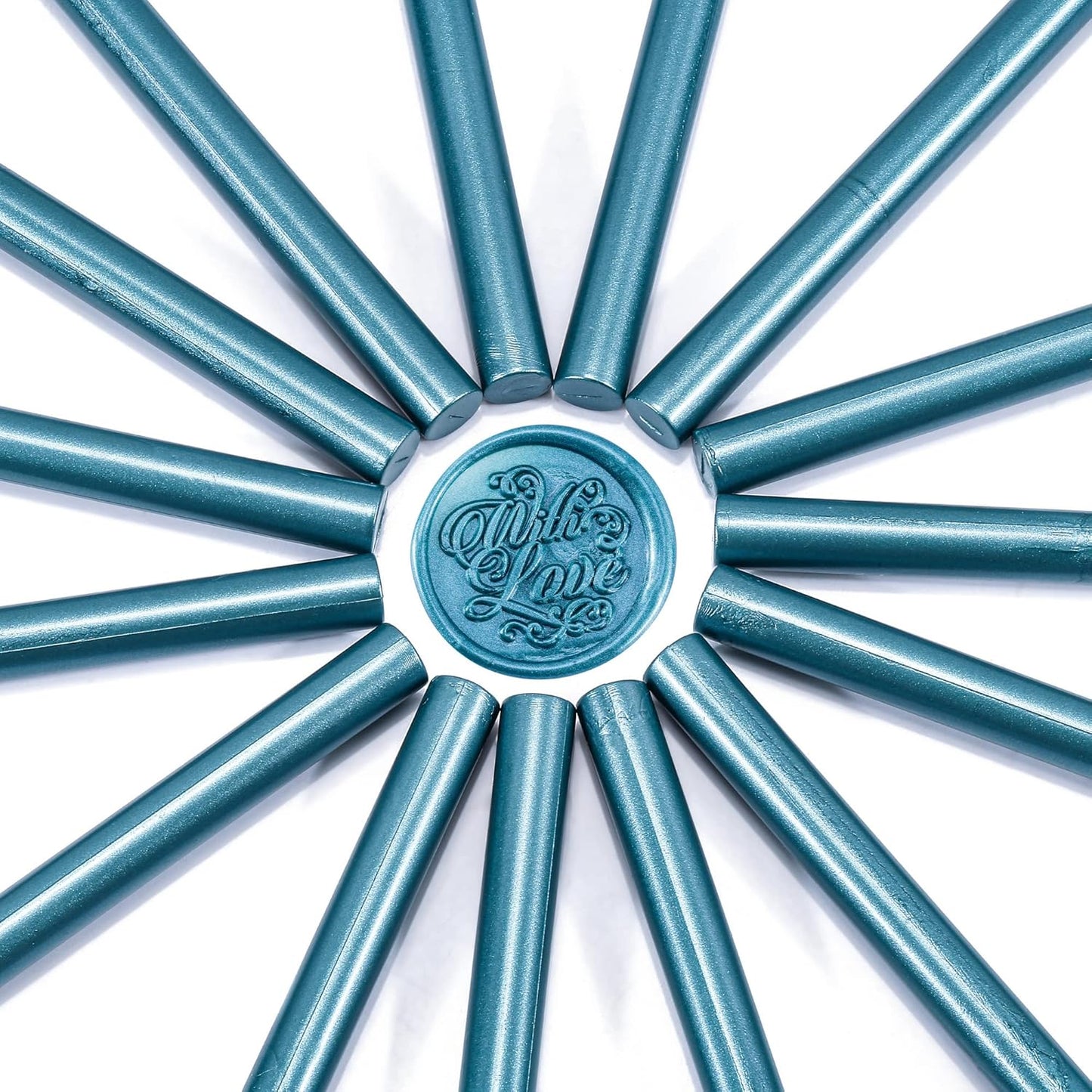 Yoption 15 Pieces Glue Gun Sealing Wax Sticks for Wax Seal Stamp, Great for Wedding Invitations, Envelopes, Cards, Christmas Gift Ideas, Wine Packages (Teal Blue)