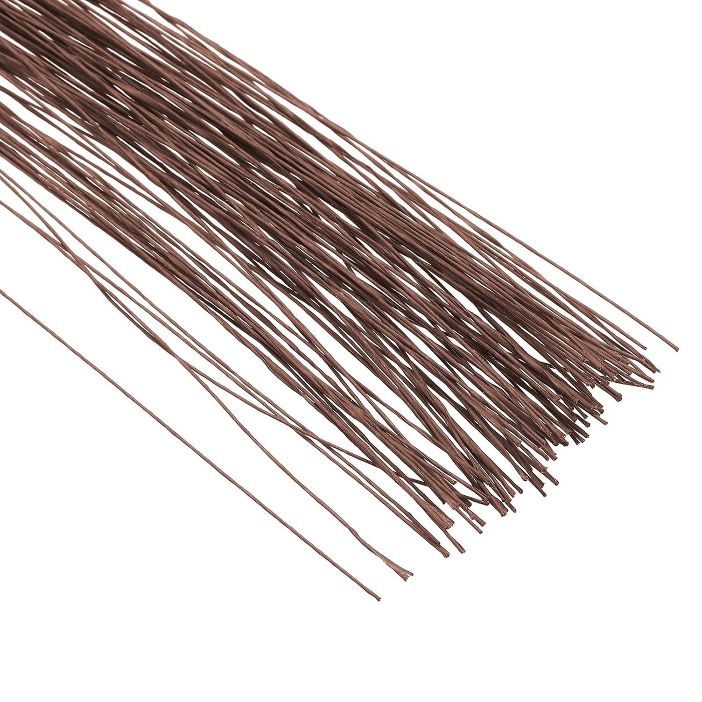 PATIKIL 30 Gauge 16" Floral Stem Wire, 100 Pcs Paper Wrapped Iron Artificial Flower Stem Accessories for DIY Bouquet Stem and Craft Decoration, Brown
