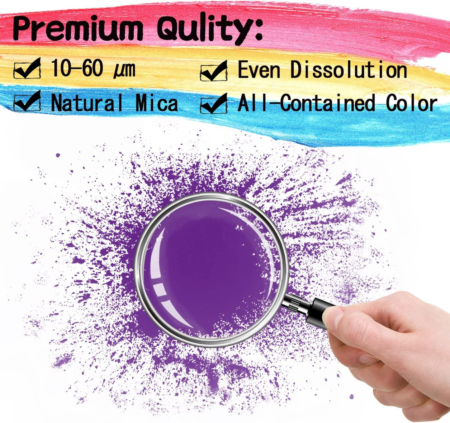 Mica Powder - 60g Mica Powder for Epoxy Resin - Pearl Pigment Powder Dye for Resin/Eye Shadow/Soap Making/Nails/Bath Bombs etc. (Purple)